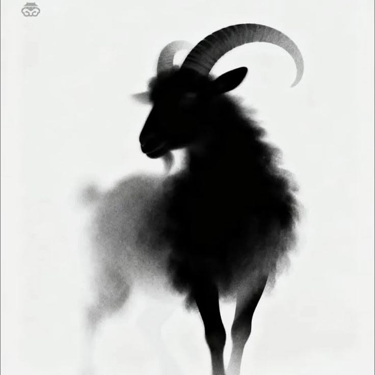 Abstract silhouette of a mountain goat