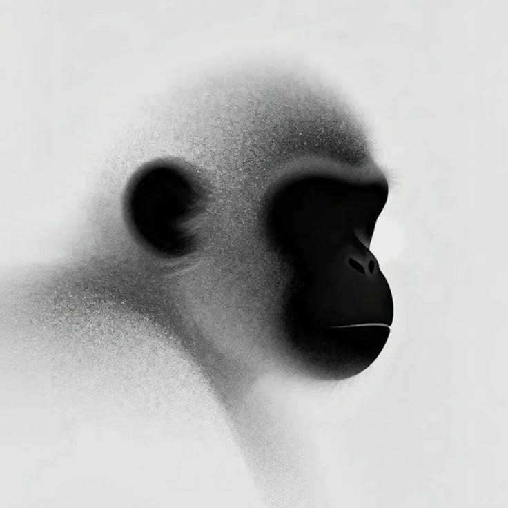 Abstract monochrome monkey portrait